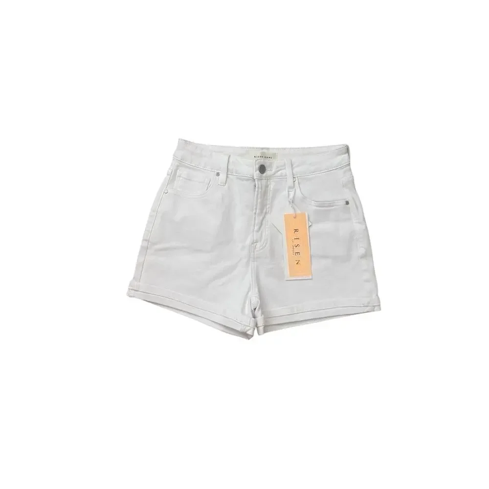 NWT Risen Jeans White Tummy Control High-Rise Denim Shorts Size Medium